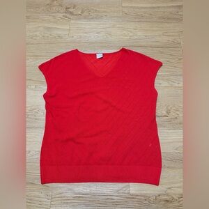 Women's Bright Red V-Neck Sleeveless Sweater Vest